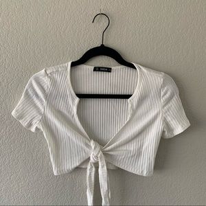 Shein Cropped Tie Shirt